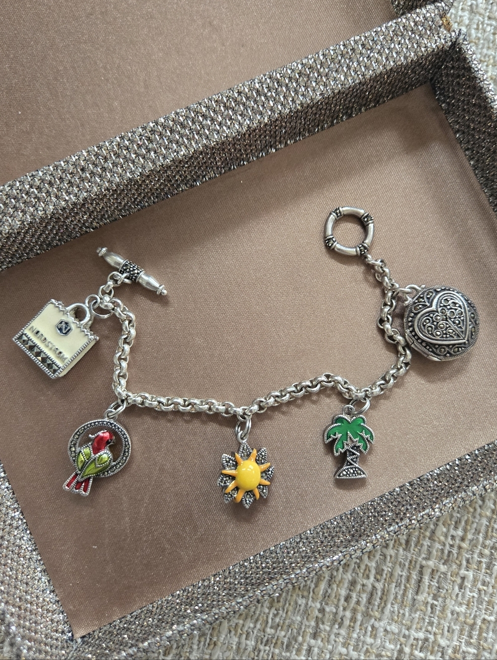 Judith Jack Sterling Multi Charm Bracelet